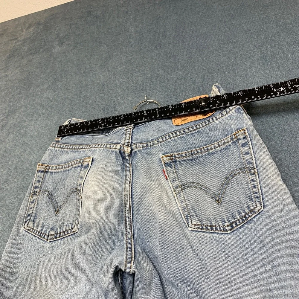 Levi's 505 Jeans Mens 31x30 Blue Light Wash Denim Cotton Distressed Regular Fit